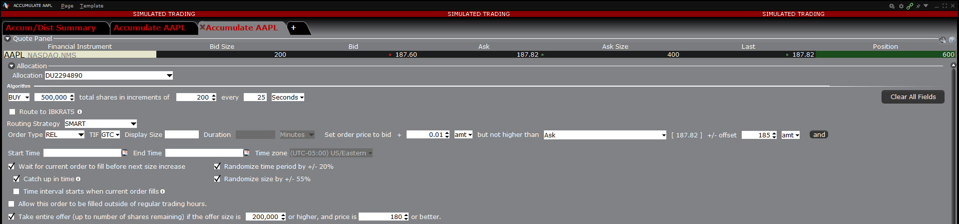A Basic Algorithm Example in TWS. 